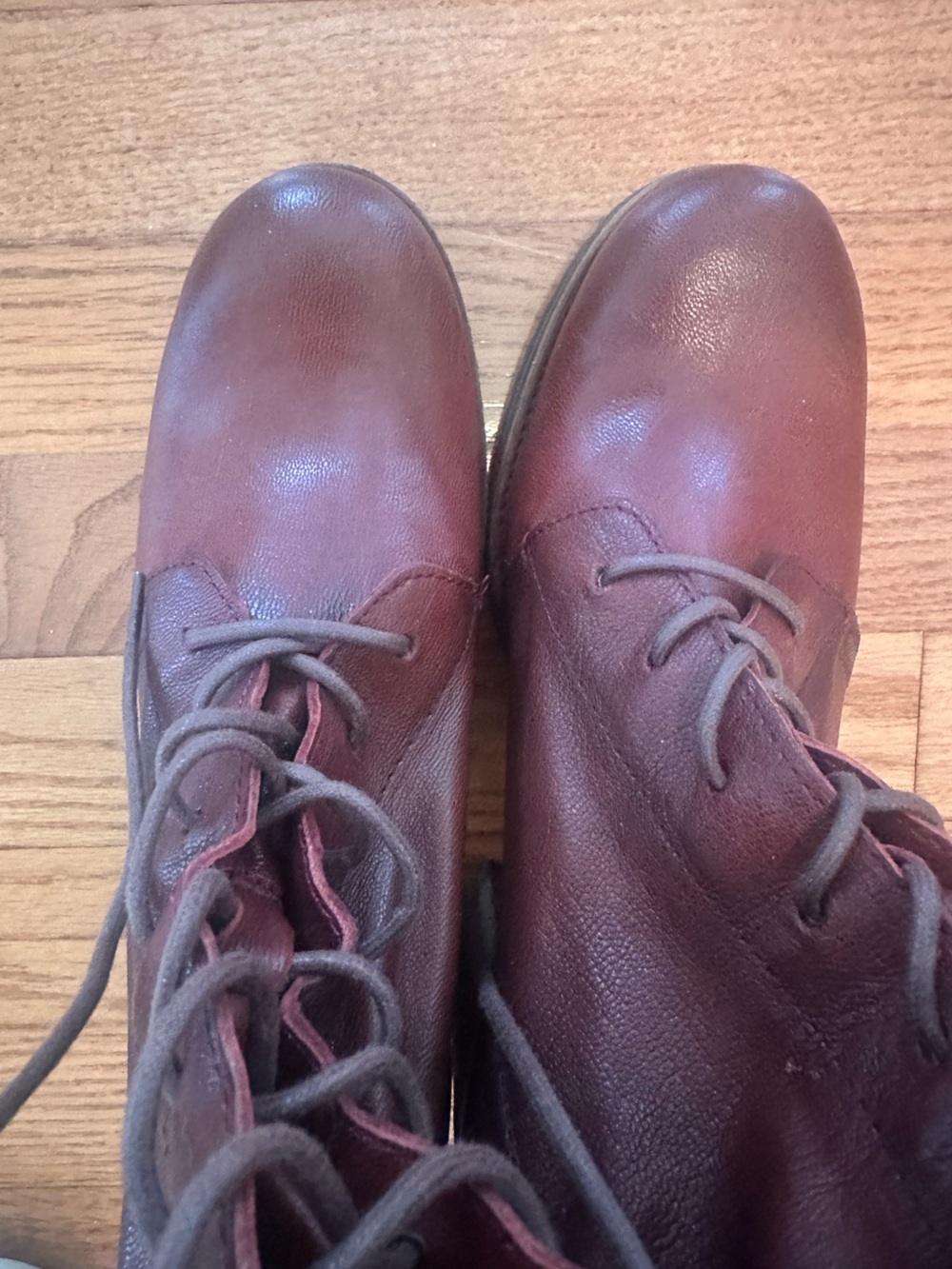 Frye Women's Burgundy Lace-Up Leather Ankle Boots - Picture 3 of 5